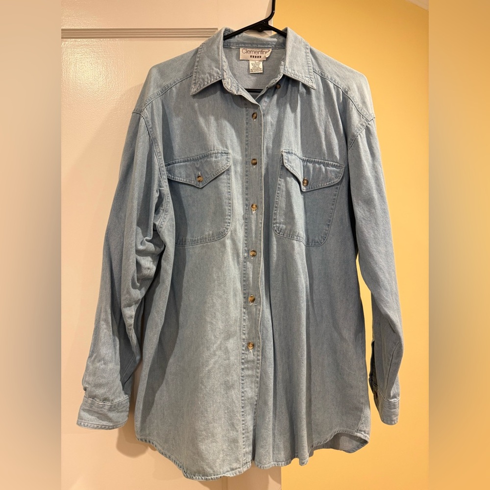 Light Blue Denim Button-Up Shirt